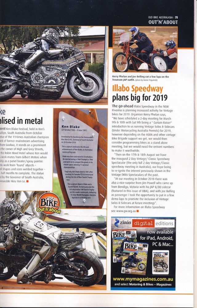 Illabo Speedway plans big for 2019 Old Bike Australiasia Issue 77