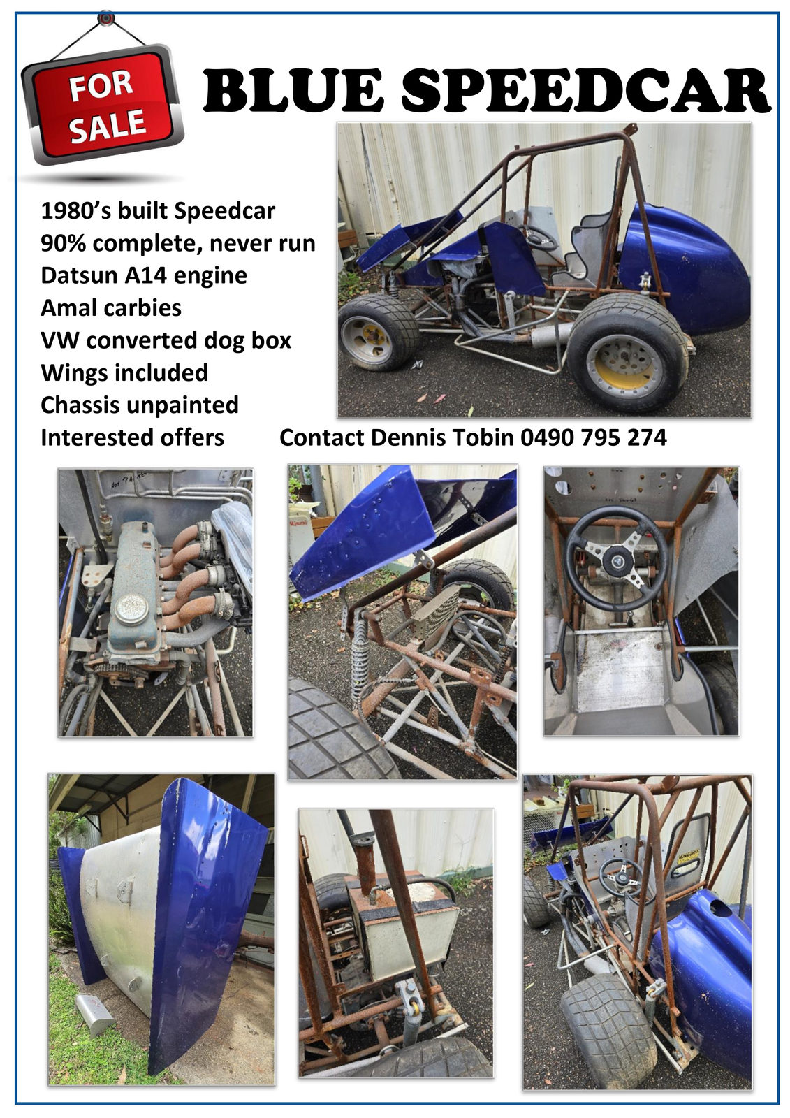 For Sale | Blue Speedcar - Contact Dennis Tobin 0490 795 274