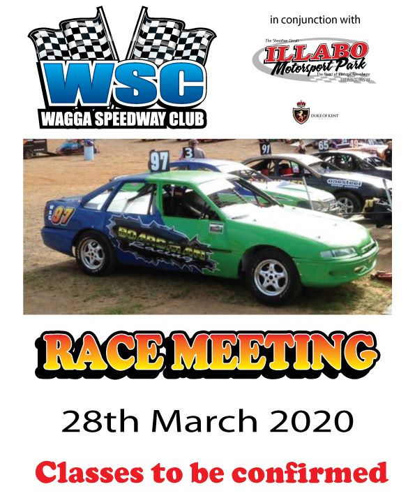 Wagga Speedway Club Race Meeting 28 March 2020 Flyer