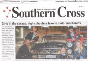 Girls in the garage: high schoolers take to motor mechanics Front Cover of the Junee Southern Cross August 09, 2018