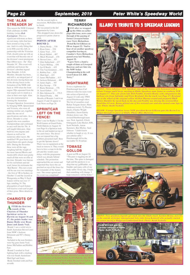 Page 17, September 2019 issue of Speedway World