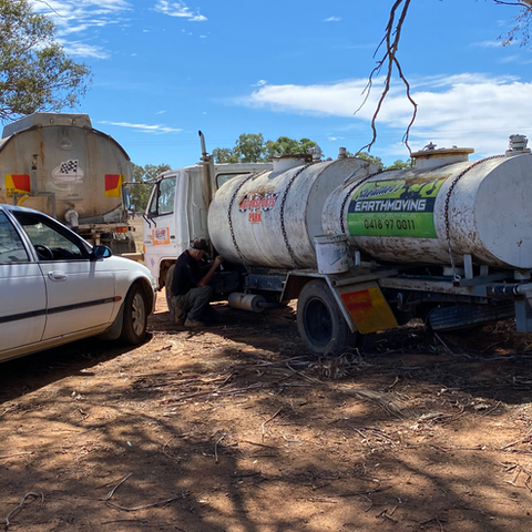 Servicing the small water truck
